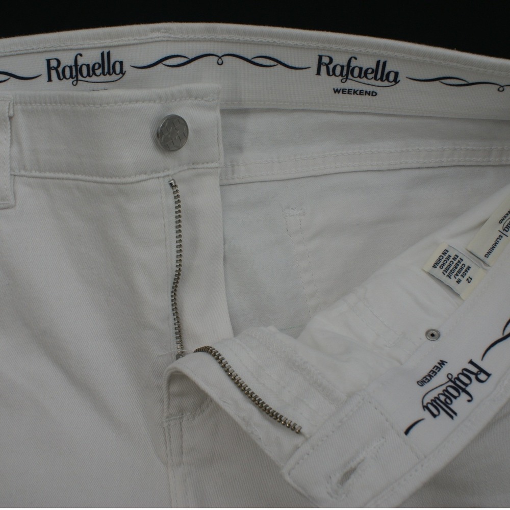 Rafaella Weekend White Embellished Fringe Hem Slimming Jeans Womens 12 Pearl Gem - Picture 9 of 10